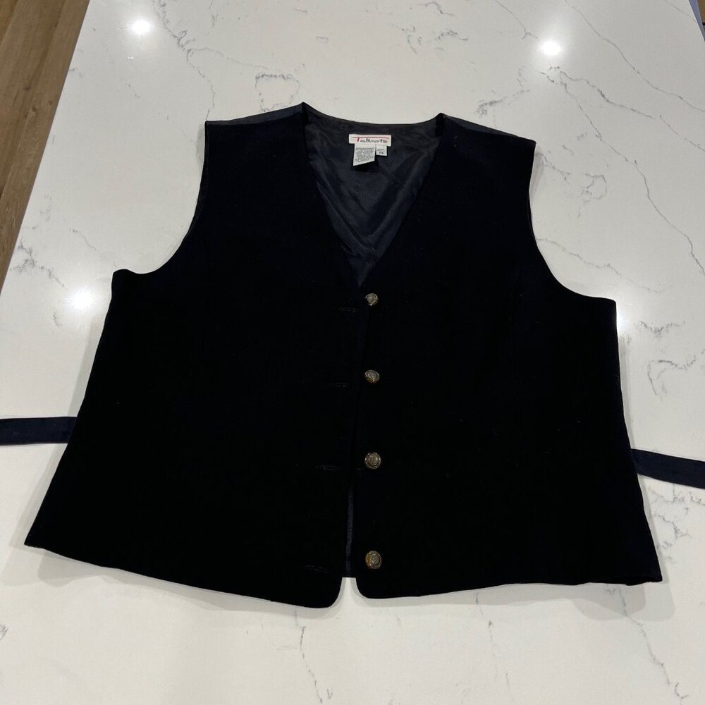 Vintage Talbots Women's Black vest 100% wool 80's Made in the USA Size 14